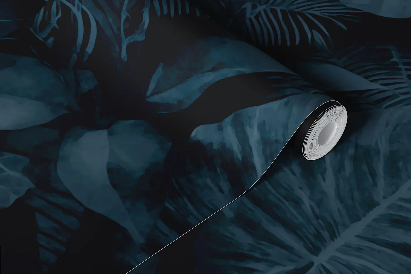 Moody Jungle Vibes Dark Teal wallpaper roll
