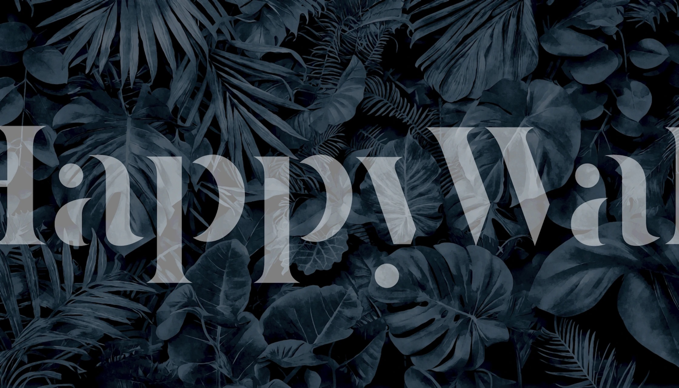 Tropical leaves in dark teal shades wallpaper