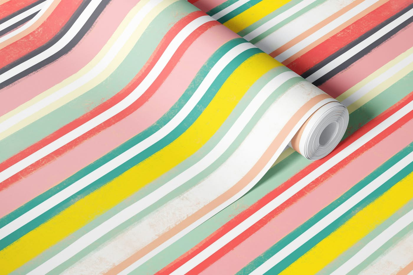 pastel summer stripes wallpaper roll