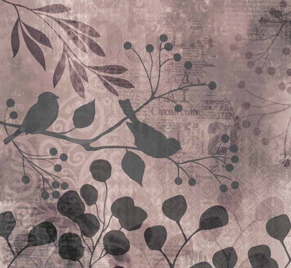 Whimsy Bird Garden Dreamy Mixed Media Art