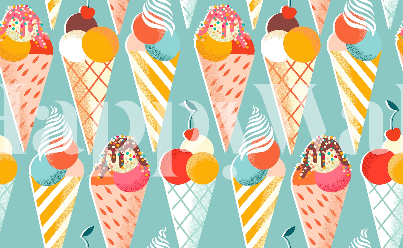 Ice Cream Cones Mint Wallpaper | Happywall.com