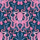 Preppy Octopus, pink and midnight blue