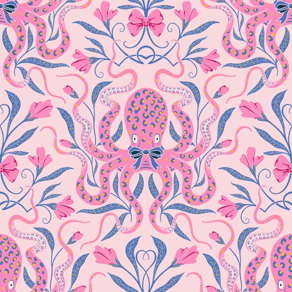 Preppy Octopus, pink and blue