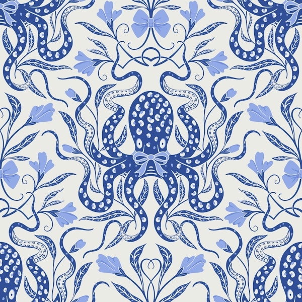 Chinoiserie Octopus Cobalt Blue