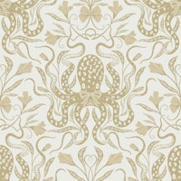 Beige Octopus and Art Nouveau Flowers ταπετσαρία