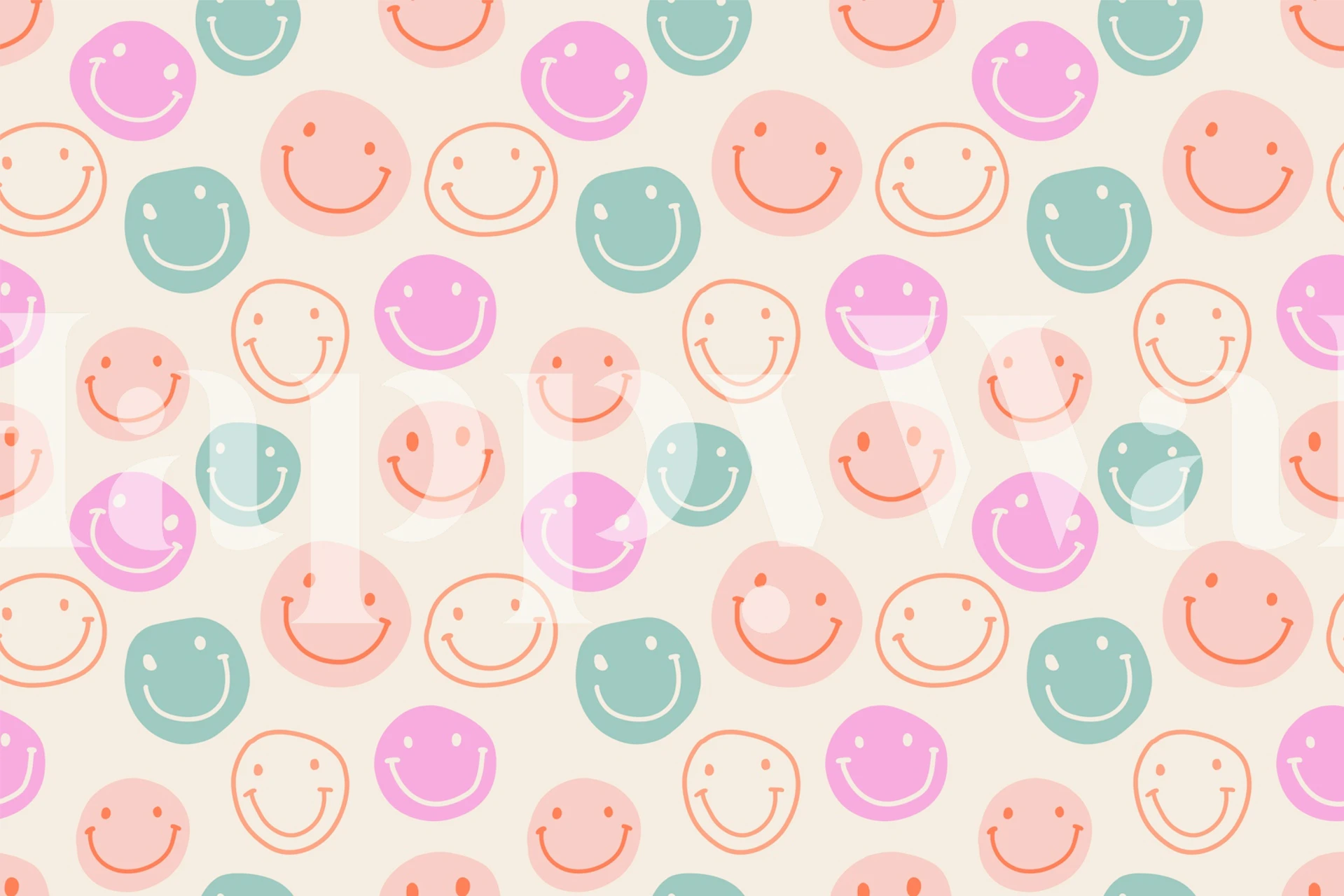 Groovy happy wallpaper featuring smiley faces