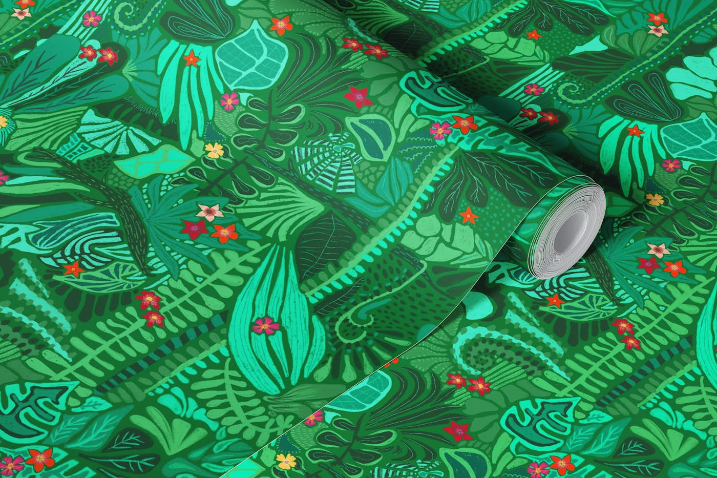 Vibrant Green Foliage of the Tropical Jungle wallpaper roll