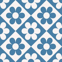 Floral Check - Blue behang