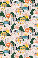 Camping Adventures Trailers in Nature Sunrise tapete