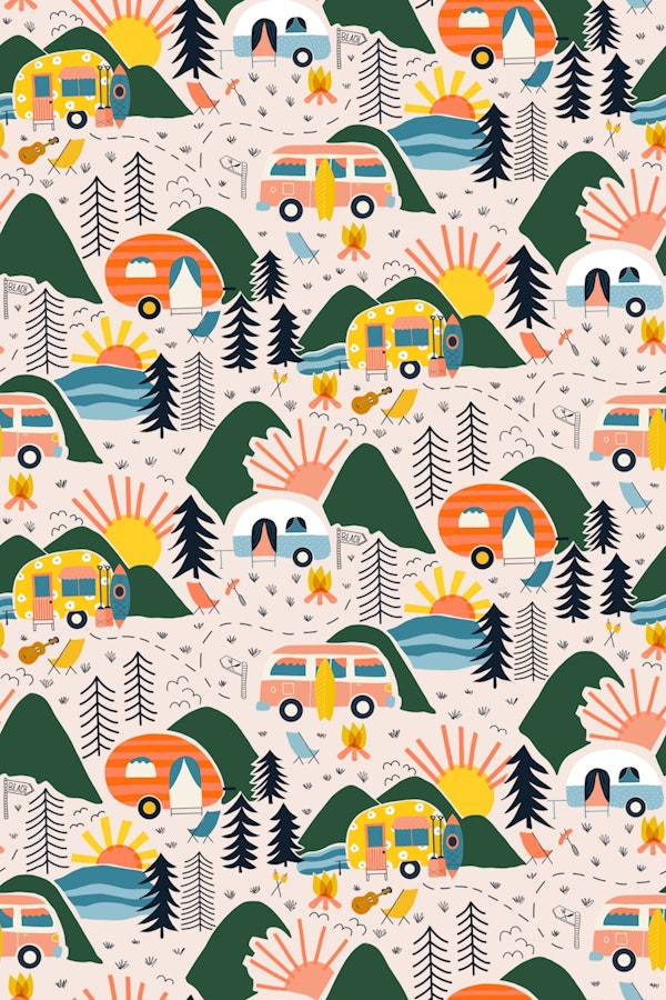 Camping Adventures Trailers in Nature Sunrise