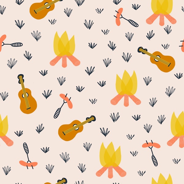 Fireside Songs Guitars, Campfire, Hot Dogs