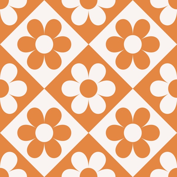 Floral Check - Orange