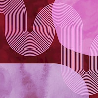 Ruby Pink Mid Century Modern Curvy Lines papiers peint