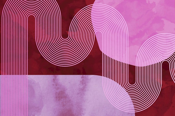 Ruby Pink Mid Century Modern Curvy Lines