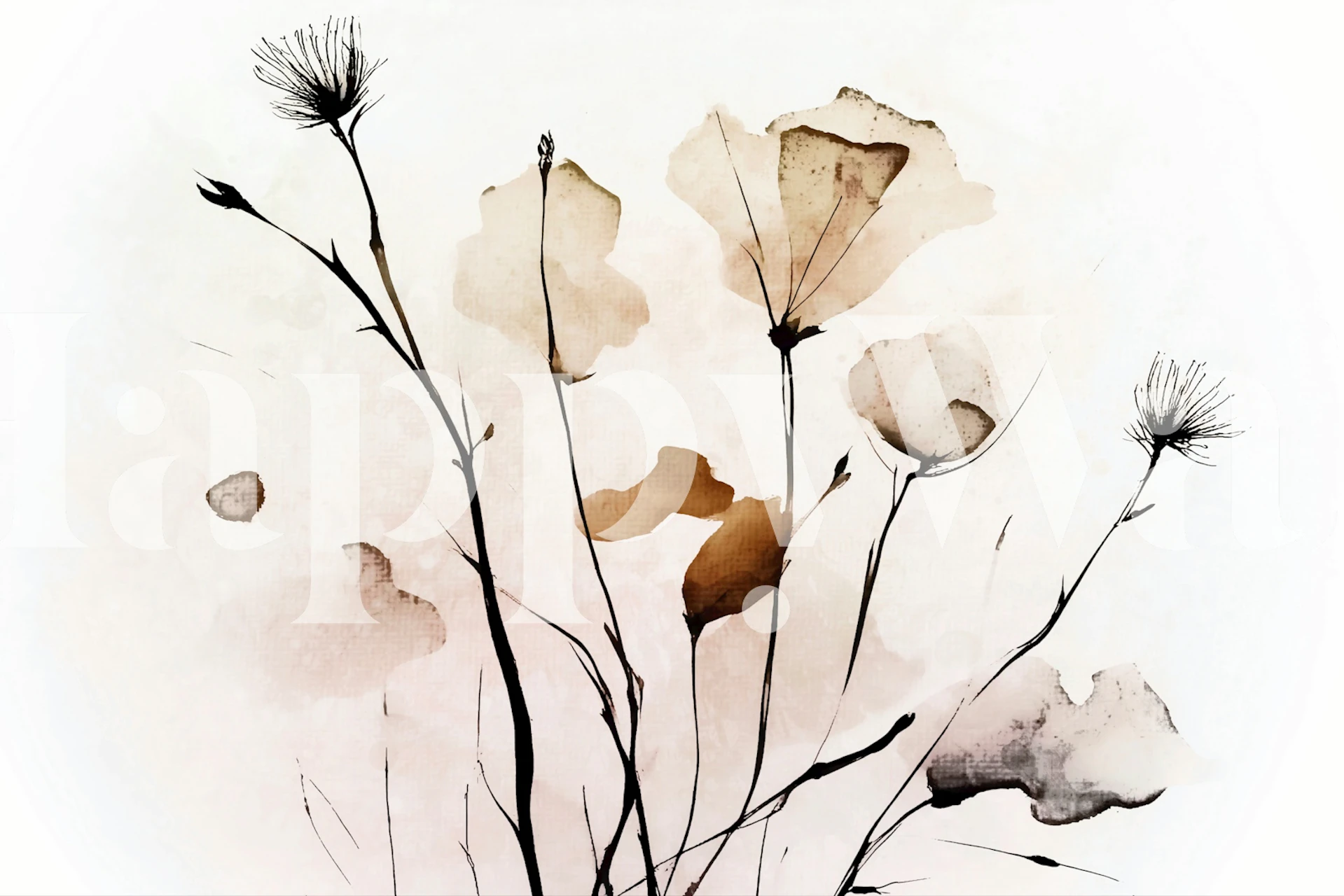 Dried Watercolor Flowers tapetti huoneessa