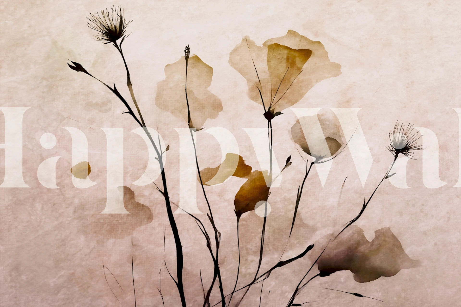 Moody Watercolor Flowers tapet i ett rum