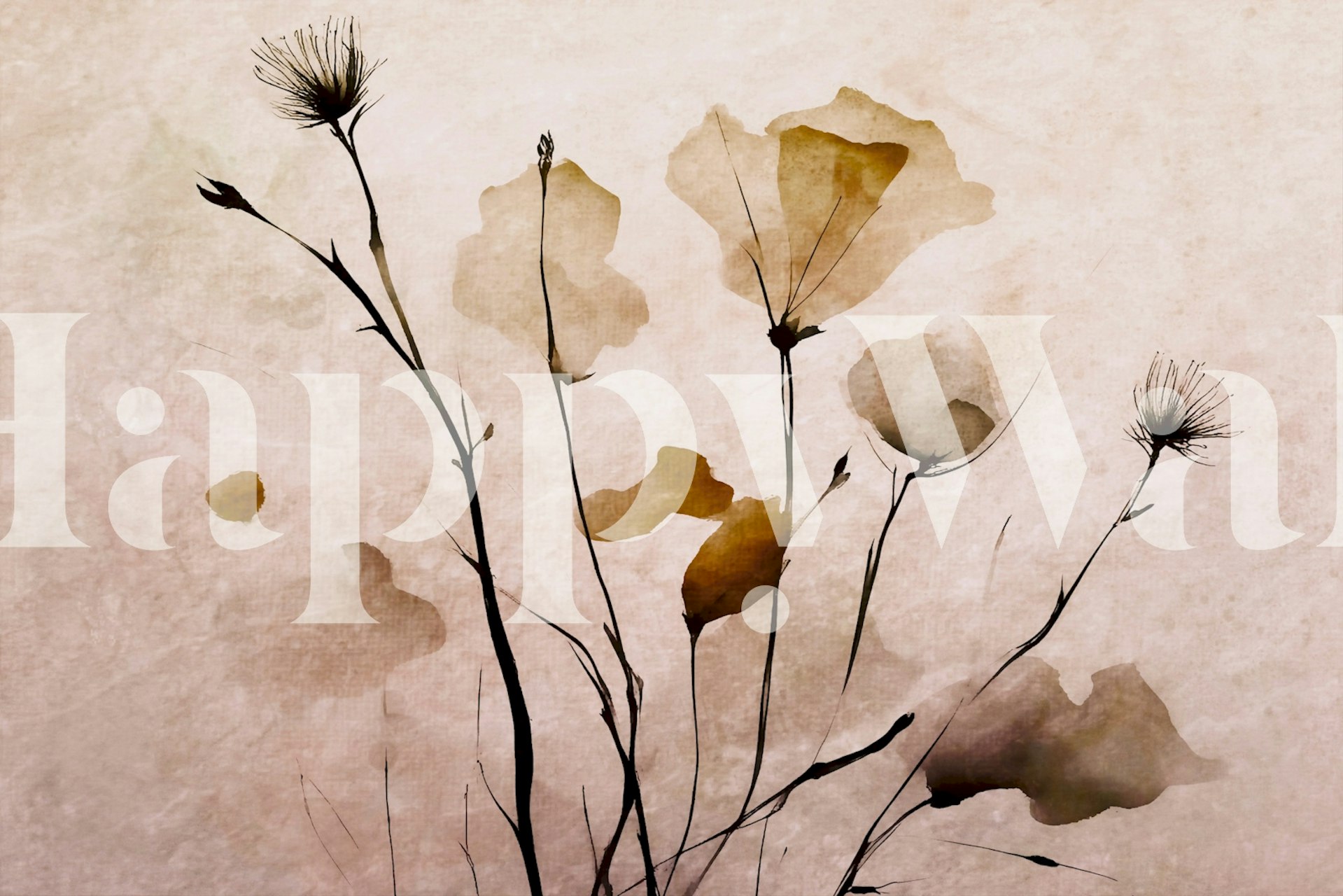 Tapeta Moody Watercolor Flowers u sobi