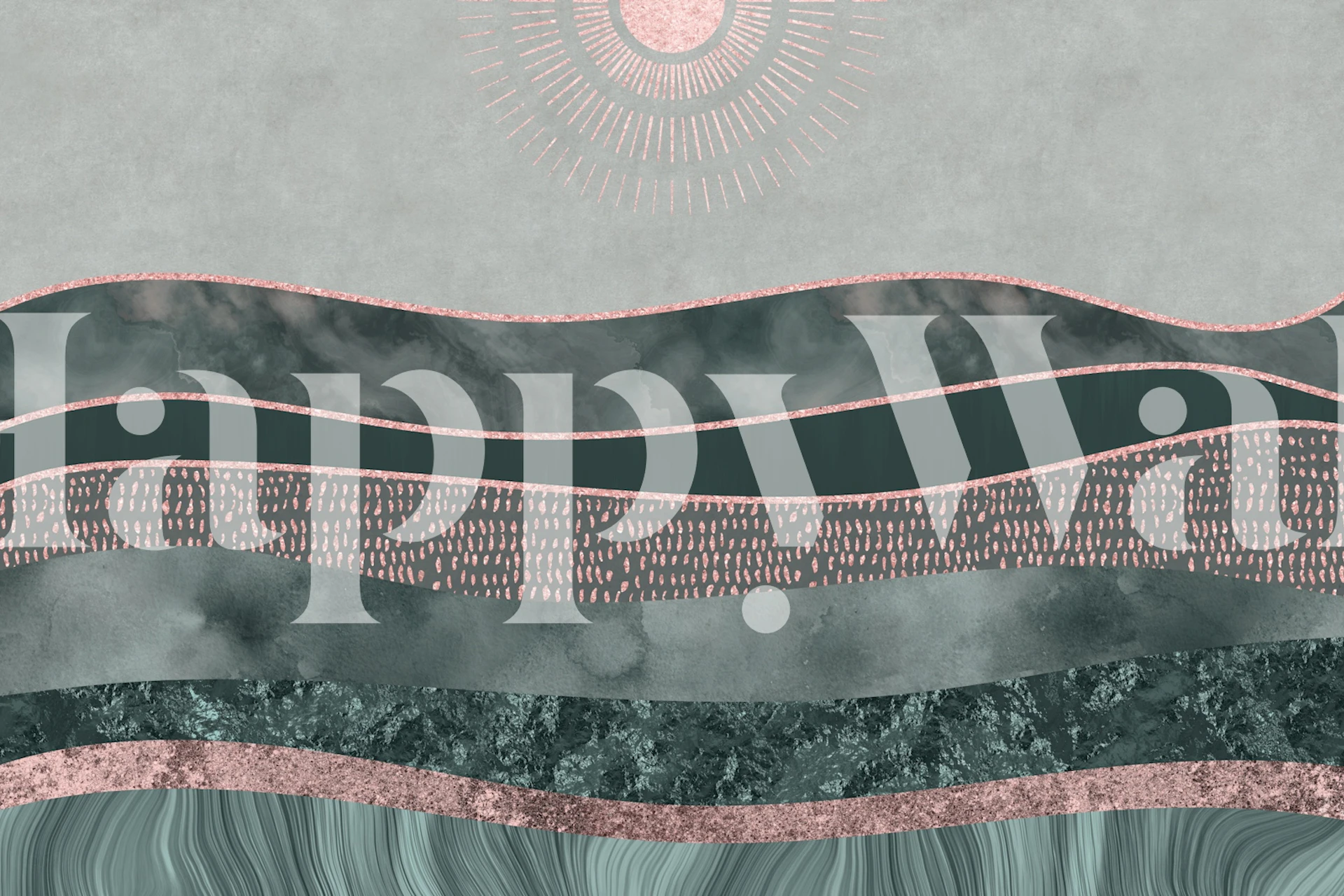 Minimalist landscape collage wallpaper in a room