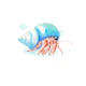 coastal watercolor hermit crab