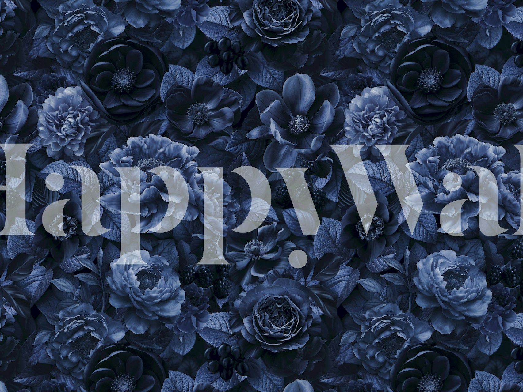 Blue tapeta kwiatowa w pokoju