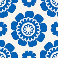 Simple daisy flowers pattern, blue / 3204C carta da parati
