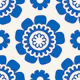 Simple daisy flowers pattern, blue / 3204C