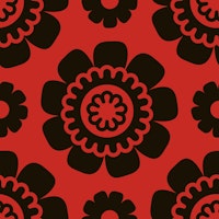 Simple daisy flowers pattern, dark red /3204F carta da parati