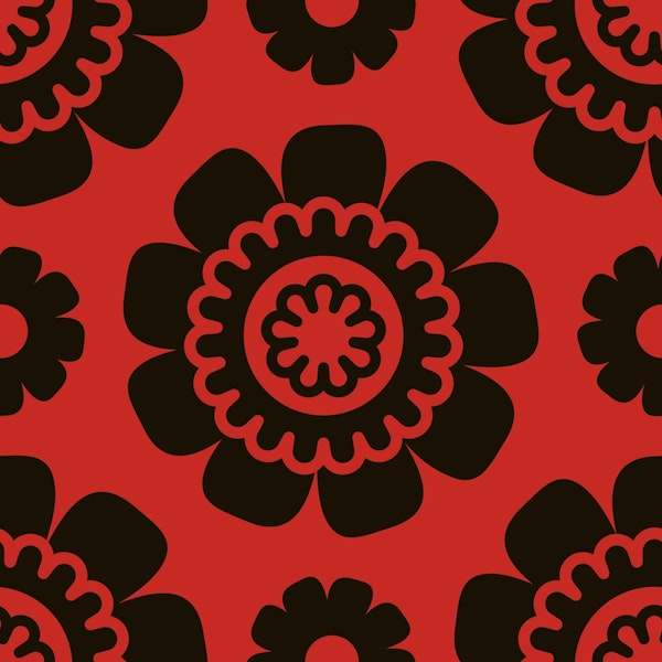 Simple daisy flowers pattern, dark red /3204F
