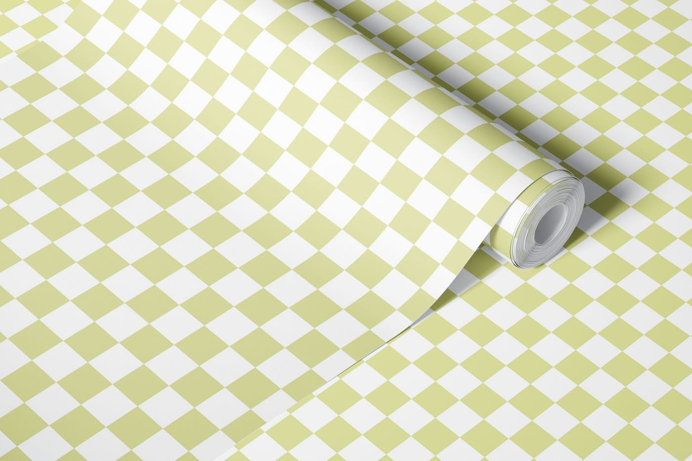 Soft Green Yellow Check wallpaper roll