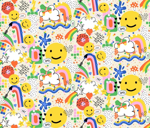 Happy 90s Maximalist Pop Art Retro Collage