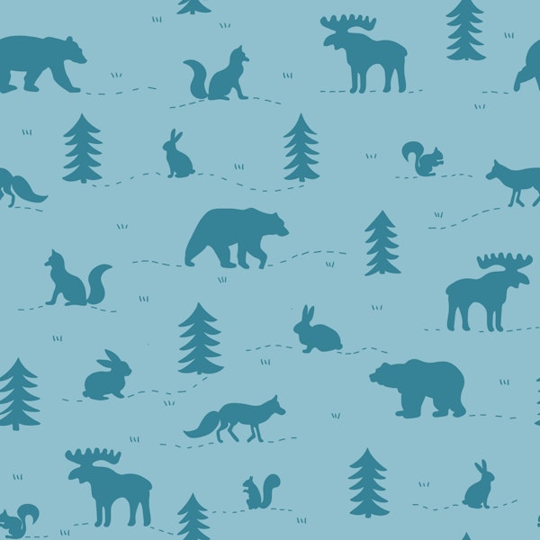 Forest Animals Silhouettes - Blue Teal