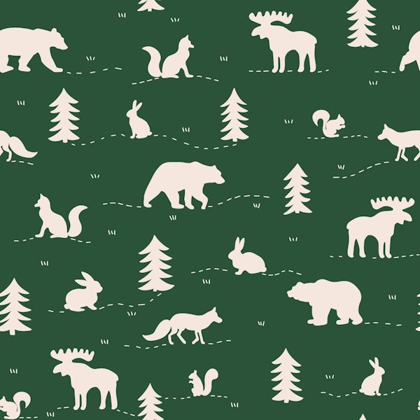 Forest Animals Silhouettes - Green White