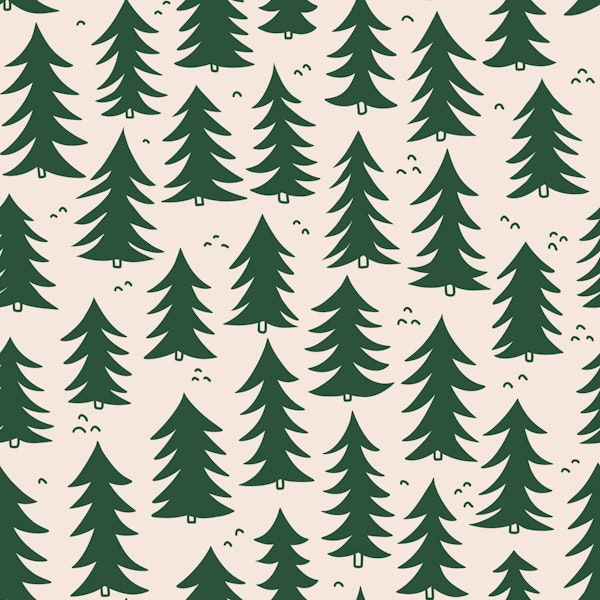 Scattered Forest Evergreen Trees Green White