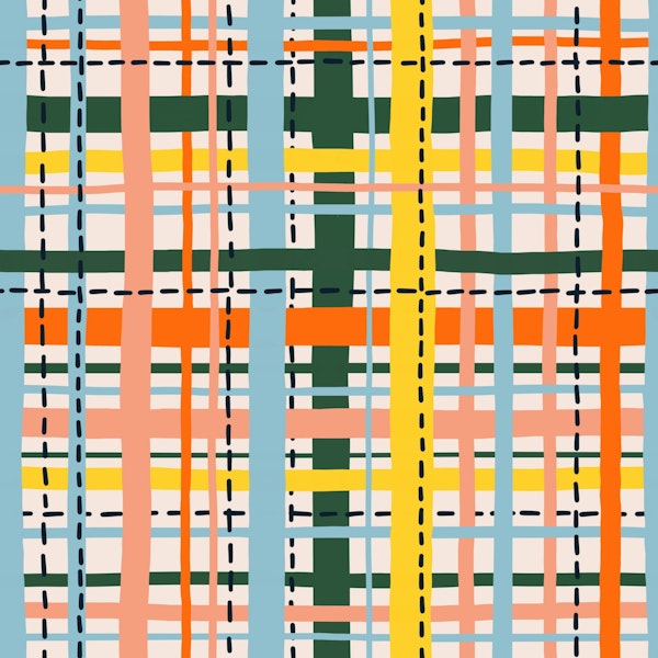 Happy Multicolor Woven Tartan Plaid