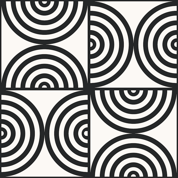 Art Deco Half Circles, Black and White
