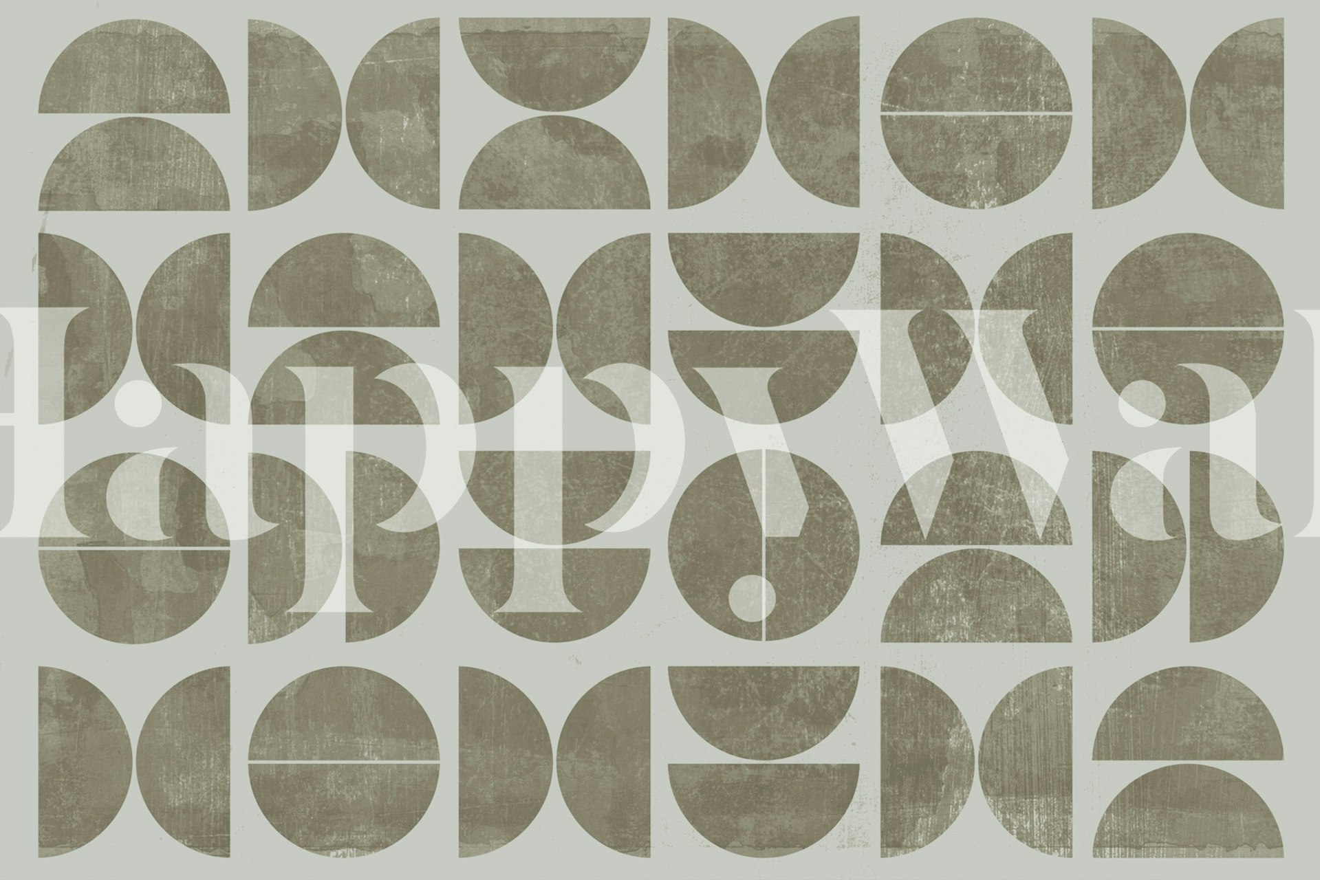 Modern grey and tan geometric wallpaper in a room