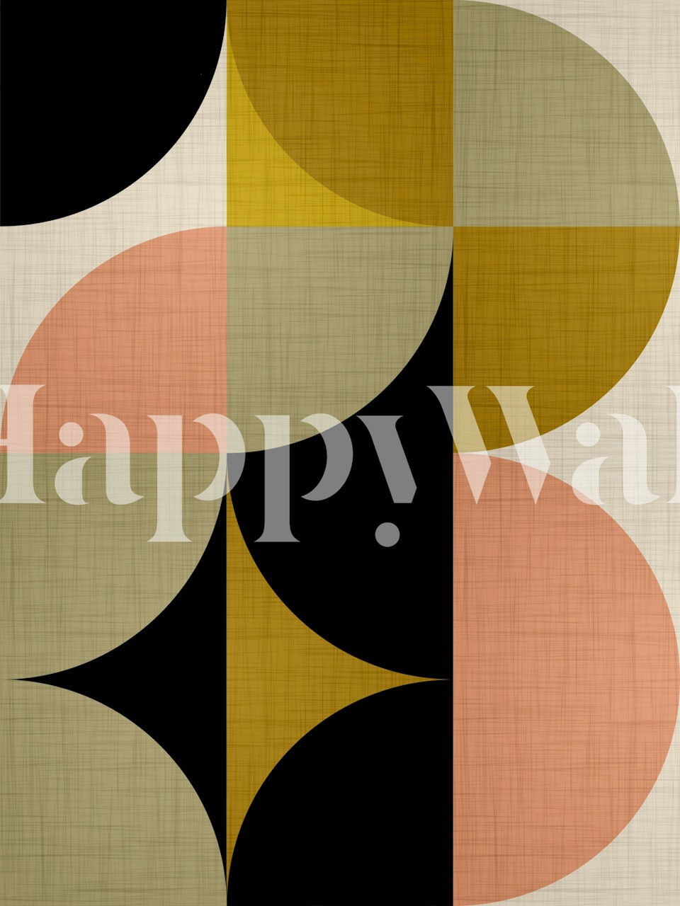 Geometric circles in brown, black, and peach tones wallpaper