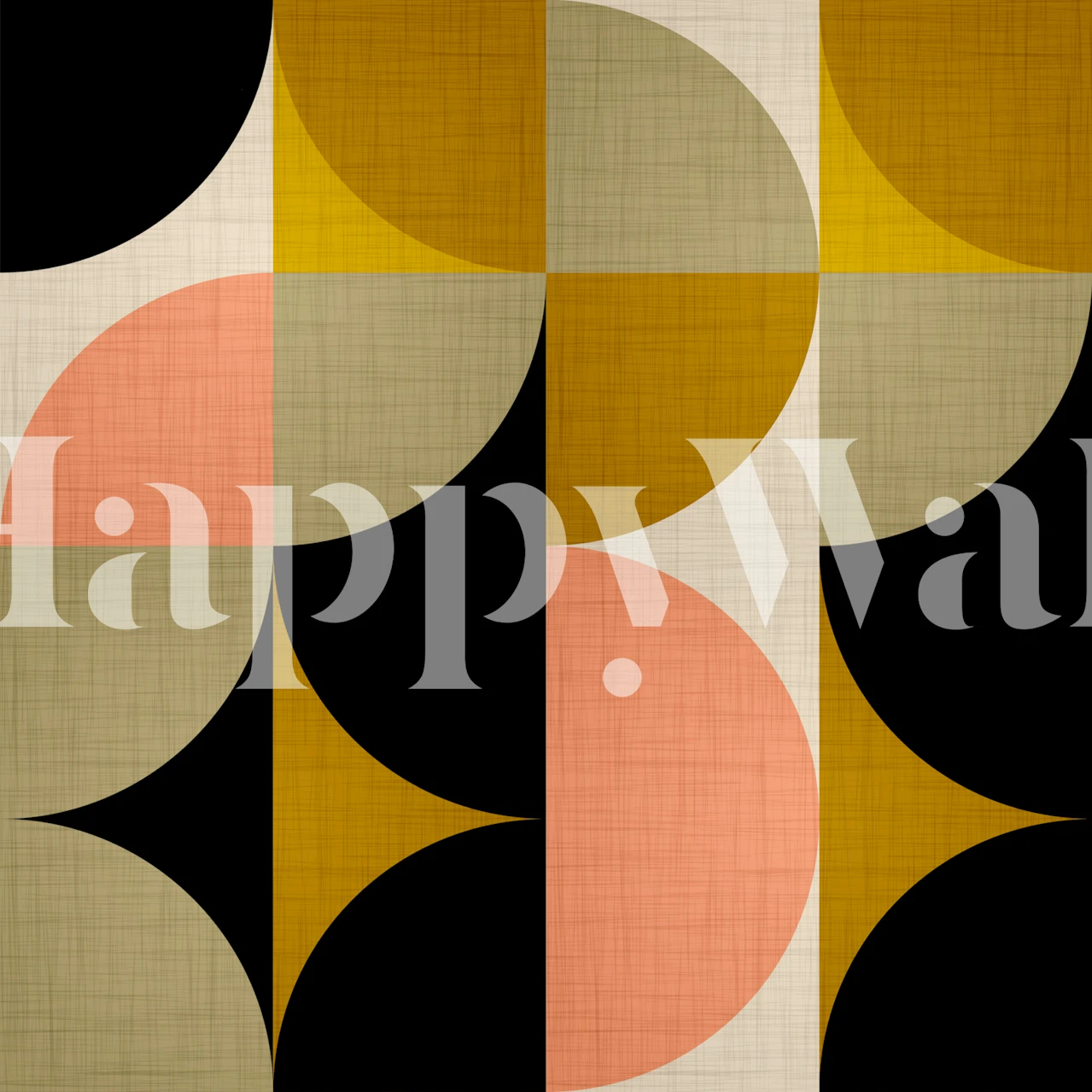 Geometric circles in brown, black, and peach tones wallpaper