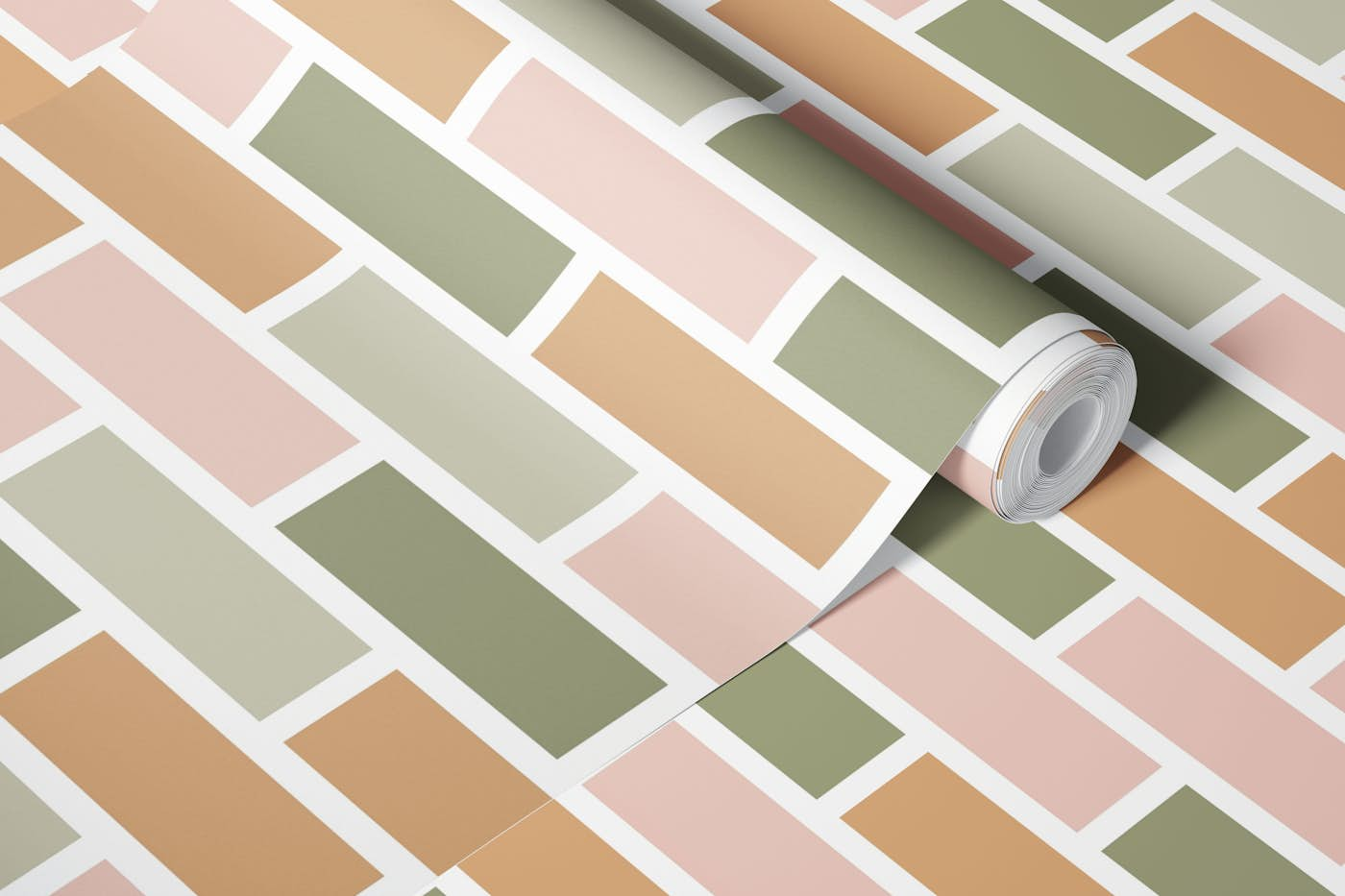 Bricks PATTERN 1 warm shades of pink wallpaper roll