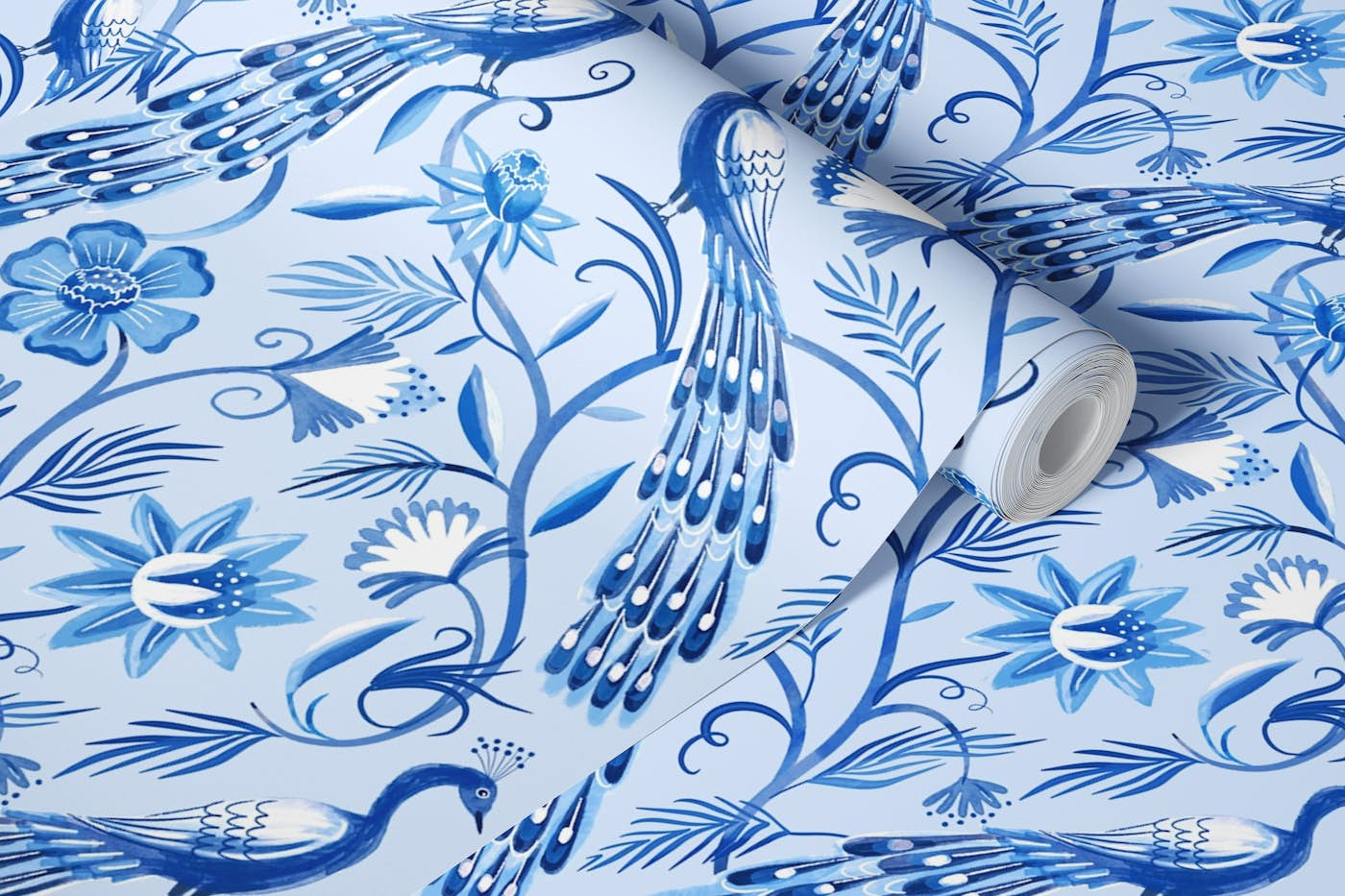 chinoiserie peacocks wallpaper roll