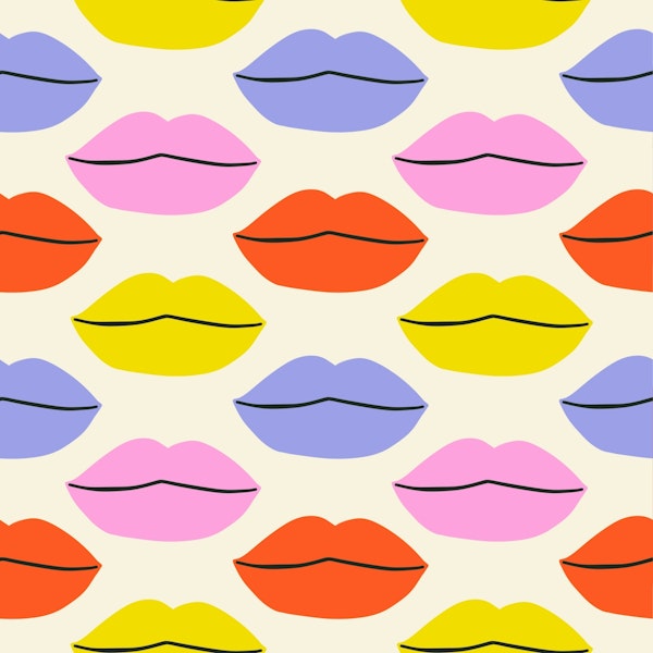 Retro Vibrant Colorful Lips Grid