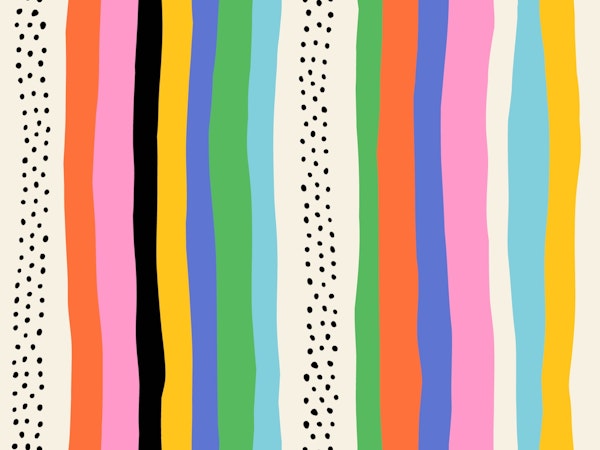 Playful Wavy Stripes and Dots Rainbow White