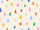 Falling Rainbow Raindrops and Dots on White
