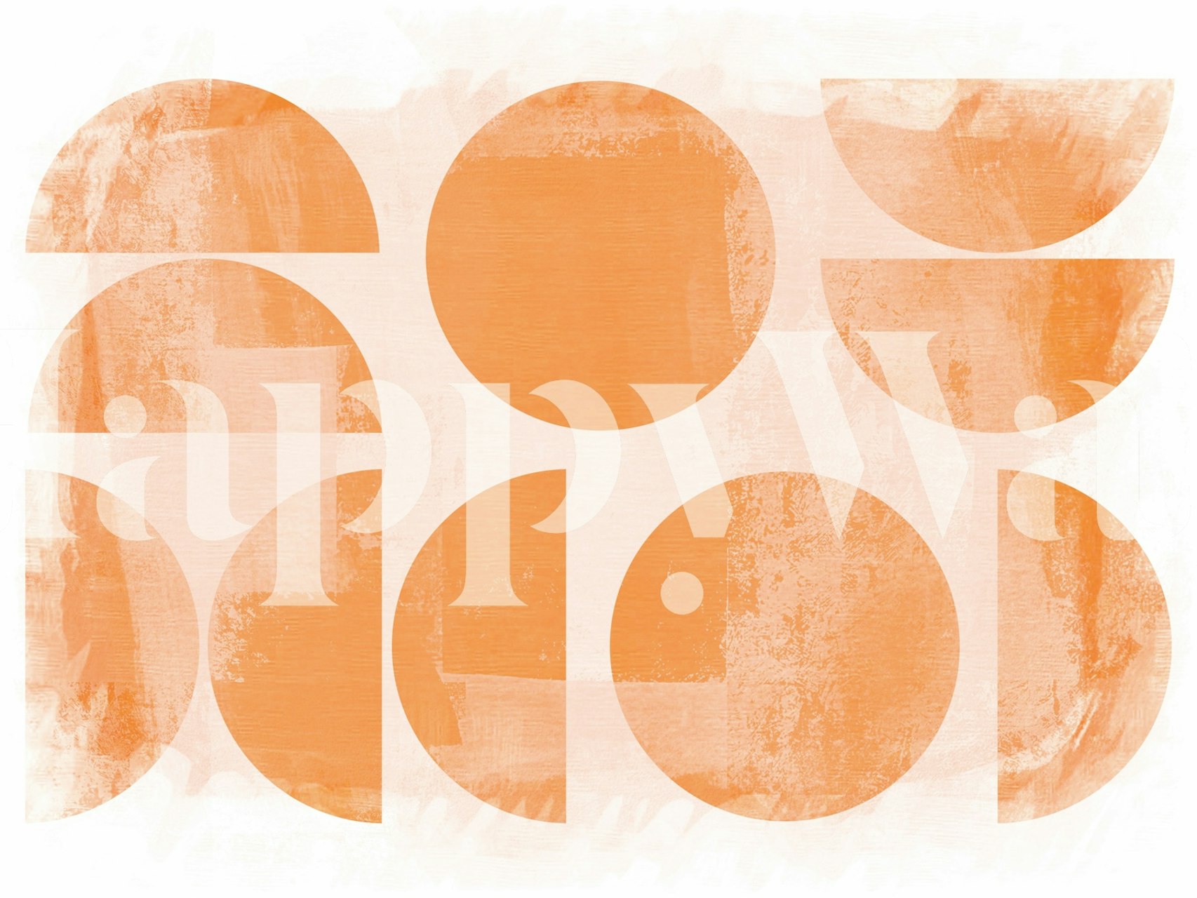 Papel tapiz geométrico moderno naranja Bauhaus en una habitación