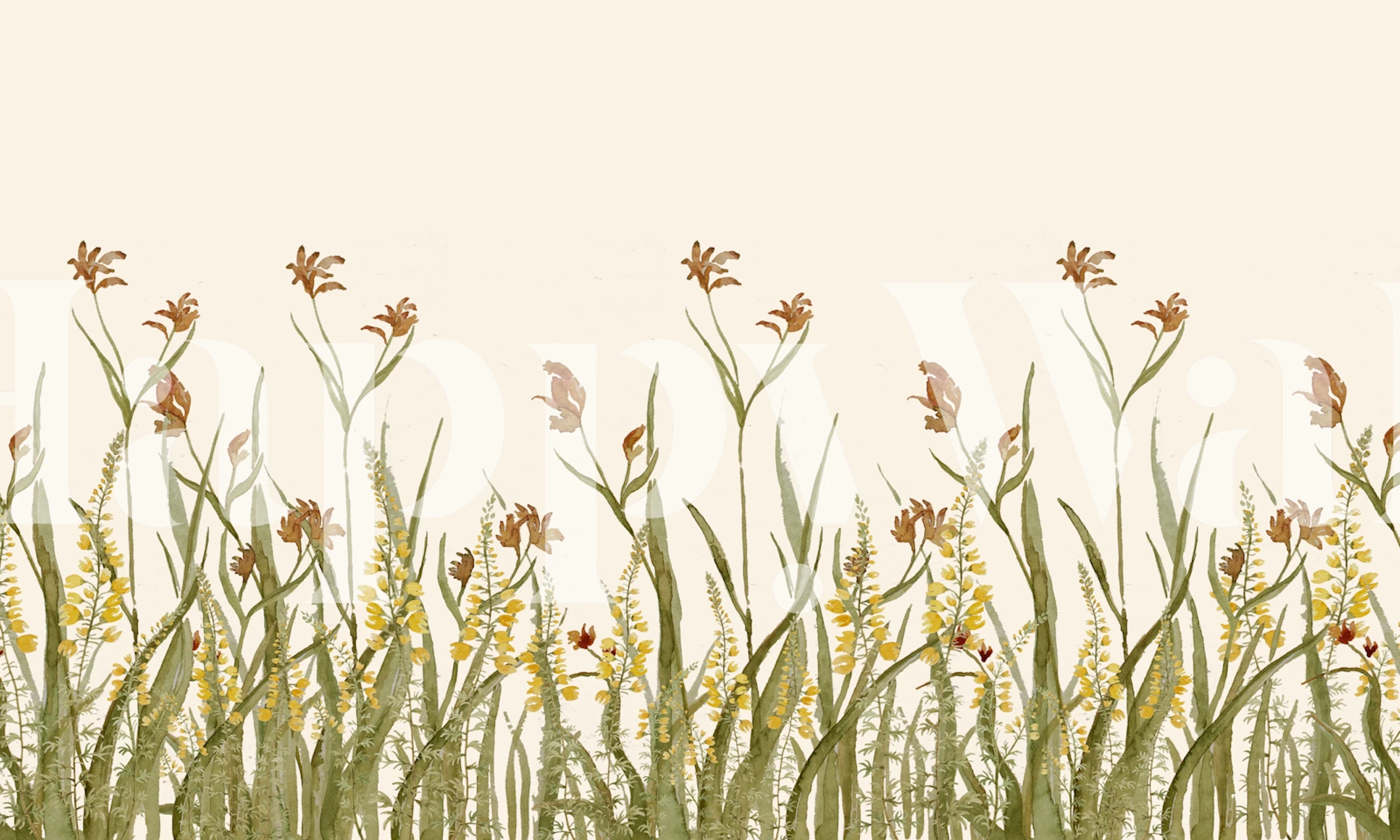 Flower meadow tapet i et lyst rum