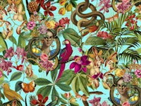 Snake Princess Magic Tropical Garden Teal tapete