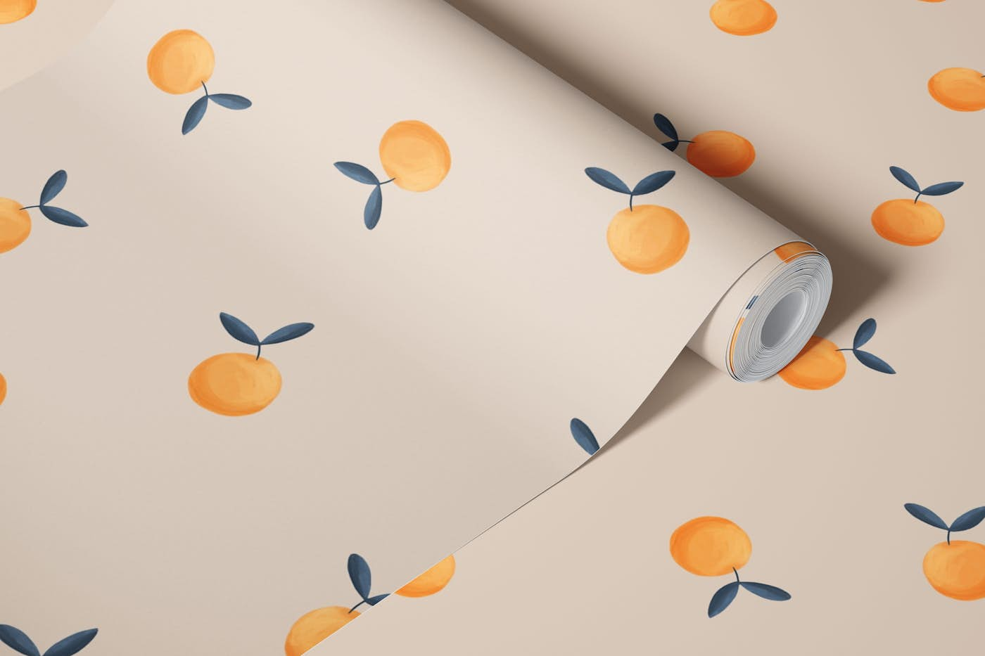 Orange fruits in a beige land wallpaper roll