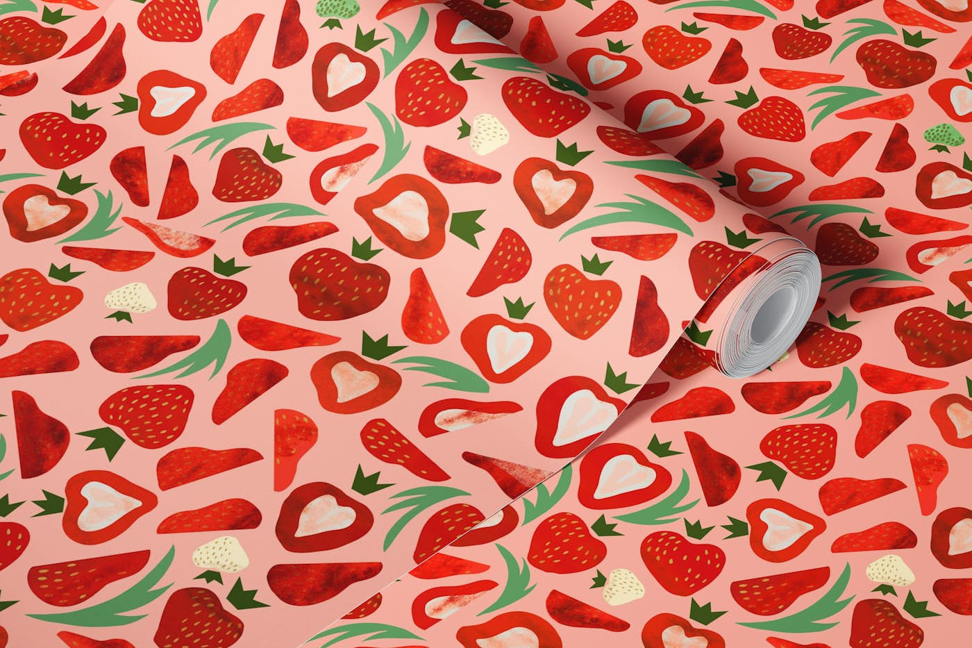 Strawberries & cream wallpaper roll