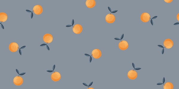 Orange fruits in a blue land
