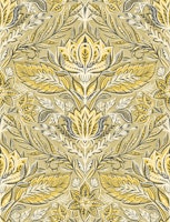 Botanical Damask in Golden Yellow and Grey wallpaper